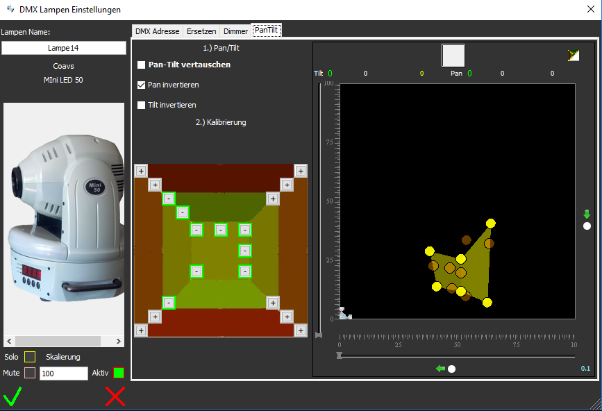 DMX Settings Scanner Calibration